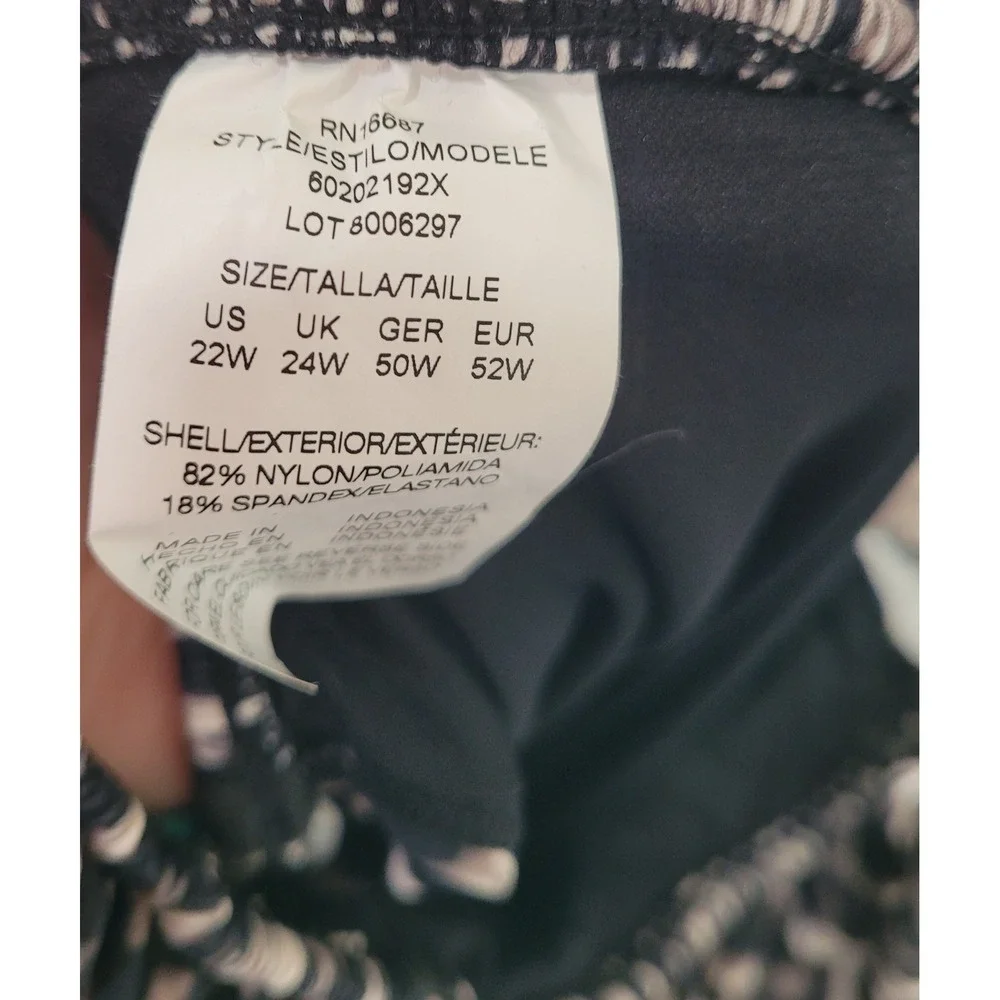 Swim Solutions Off Shoulder Leopard Print Ruffle Swimsuit Black Multi 22W #18 - Picture 4 of 7